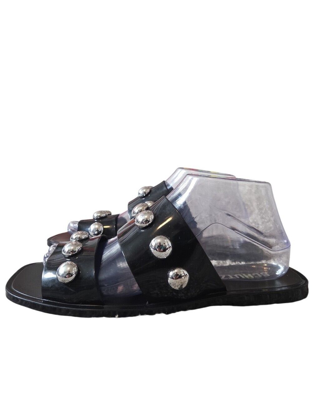 SCHUTZ Lizzie Studded Black Jelly Sandals 9 - Picture 3 of 13